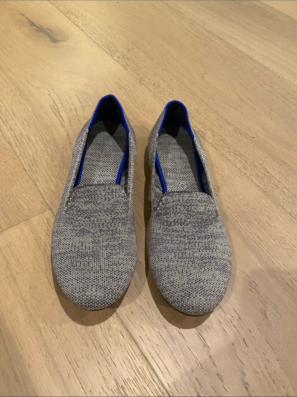 Rothy's Women's Gray Knit Flats with Blue Trim